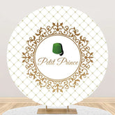 Aperturee - Gold Plaid Green Hat Petit Prince Round Backdrop